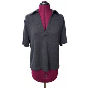H&M Charcoal V Neck Knit Short Sleeve Top
